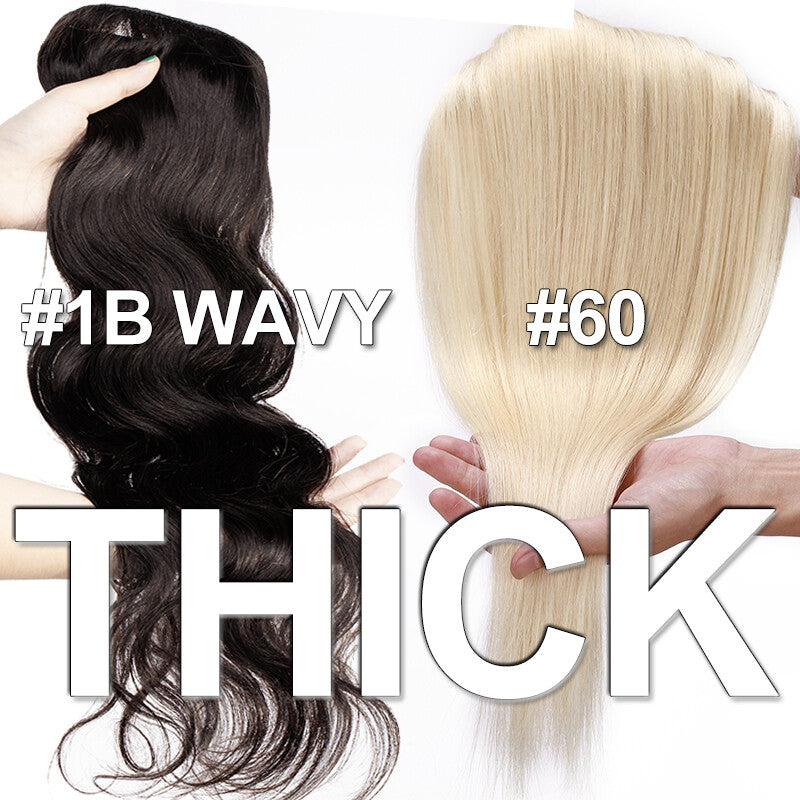 Remy Clip In Hair Extensions Full Head Thick One Piece - Blonde & Dark Colors