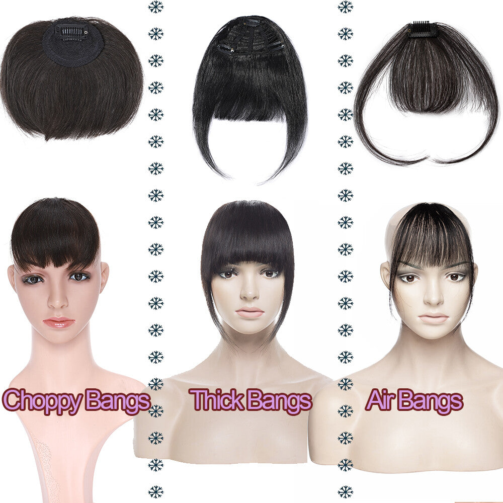 Clip-In Human Hair Bangs Extensions for Customizable Hairstyles