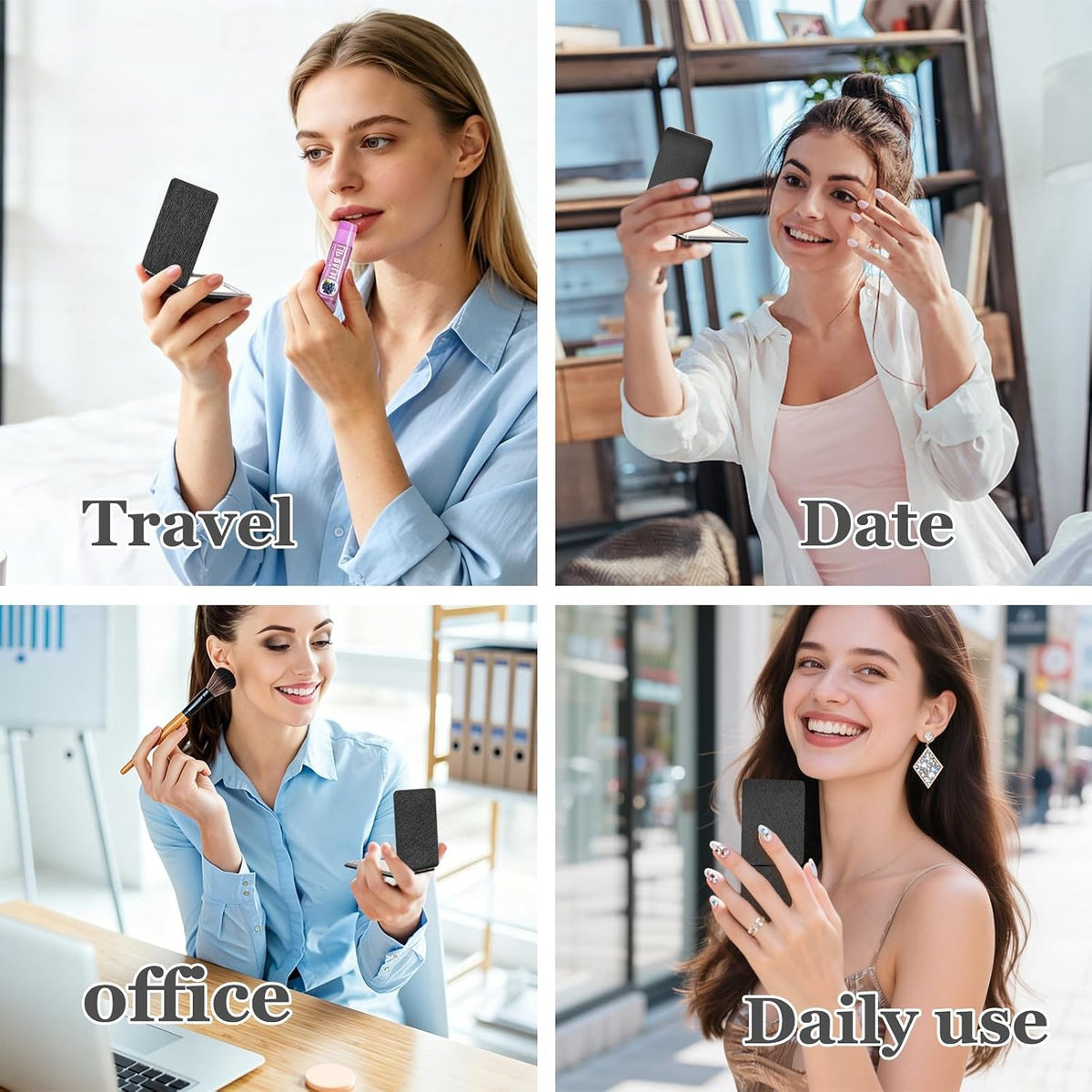 Travel Makeup Mirror Set 2-Pack - Compact Dual-Sided Folding Design