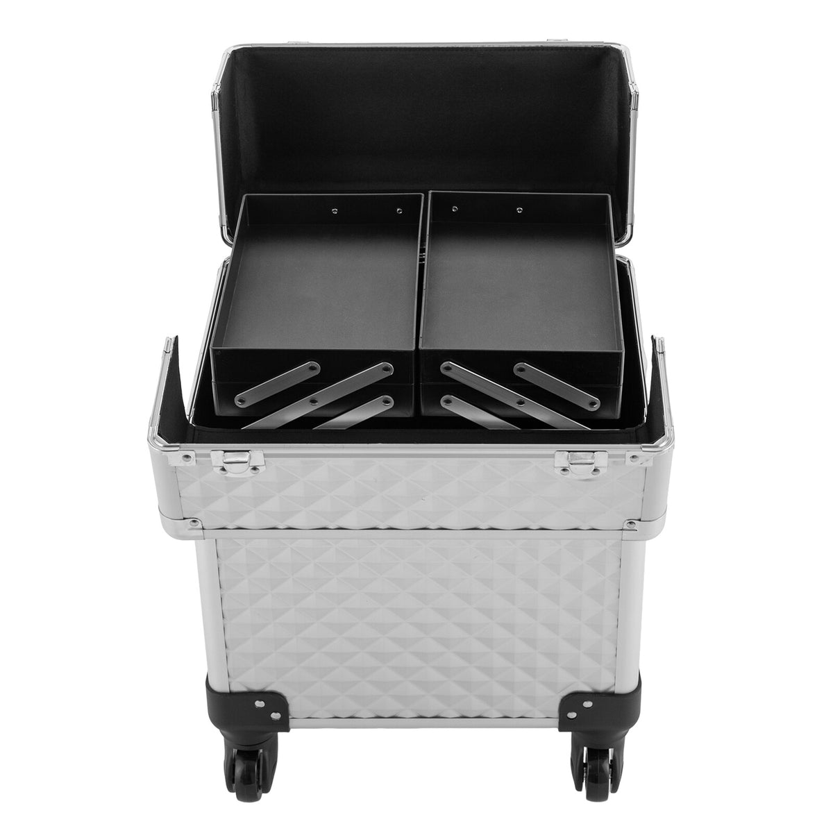Lockable Rolling Makeup Case with Wheels and Organizer for Cosmetics & Beauty Tools