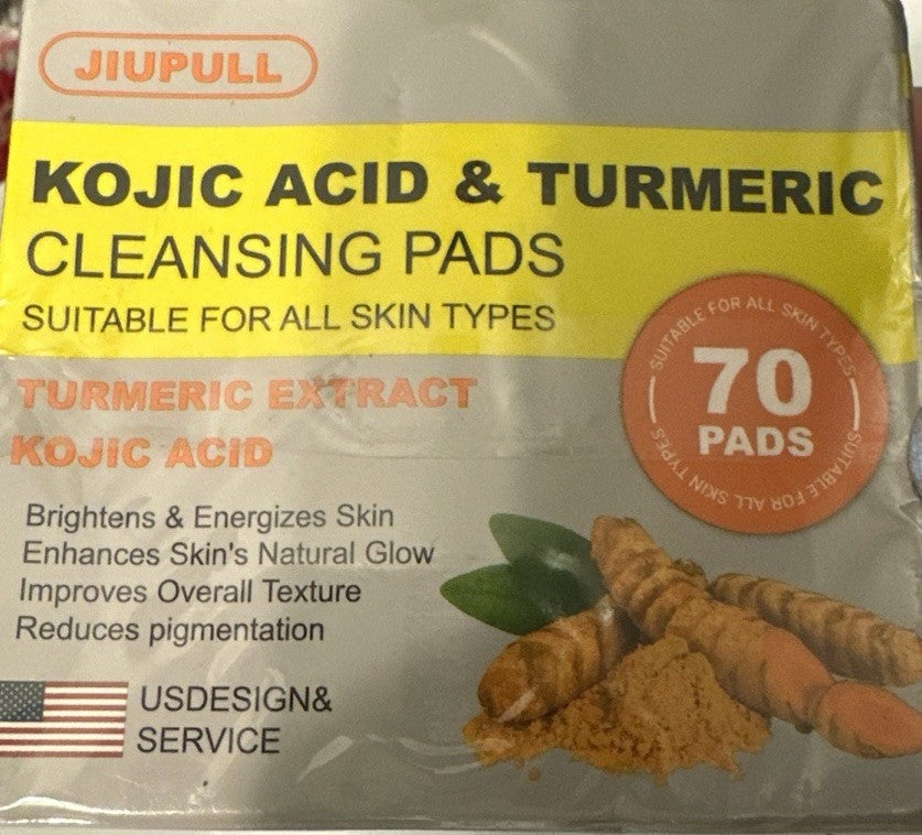 Turmeric & Kojic Acid Cleansing Pads - Skin Brightening Face Pads, 60 Count