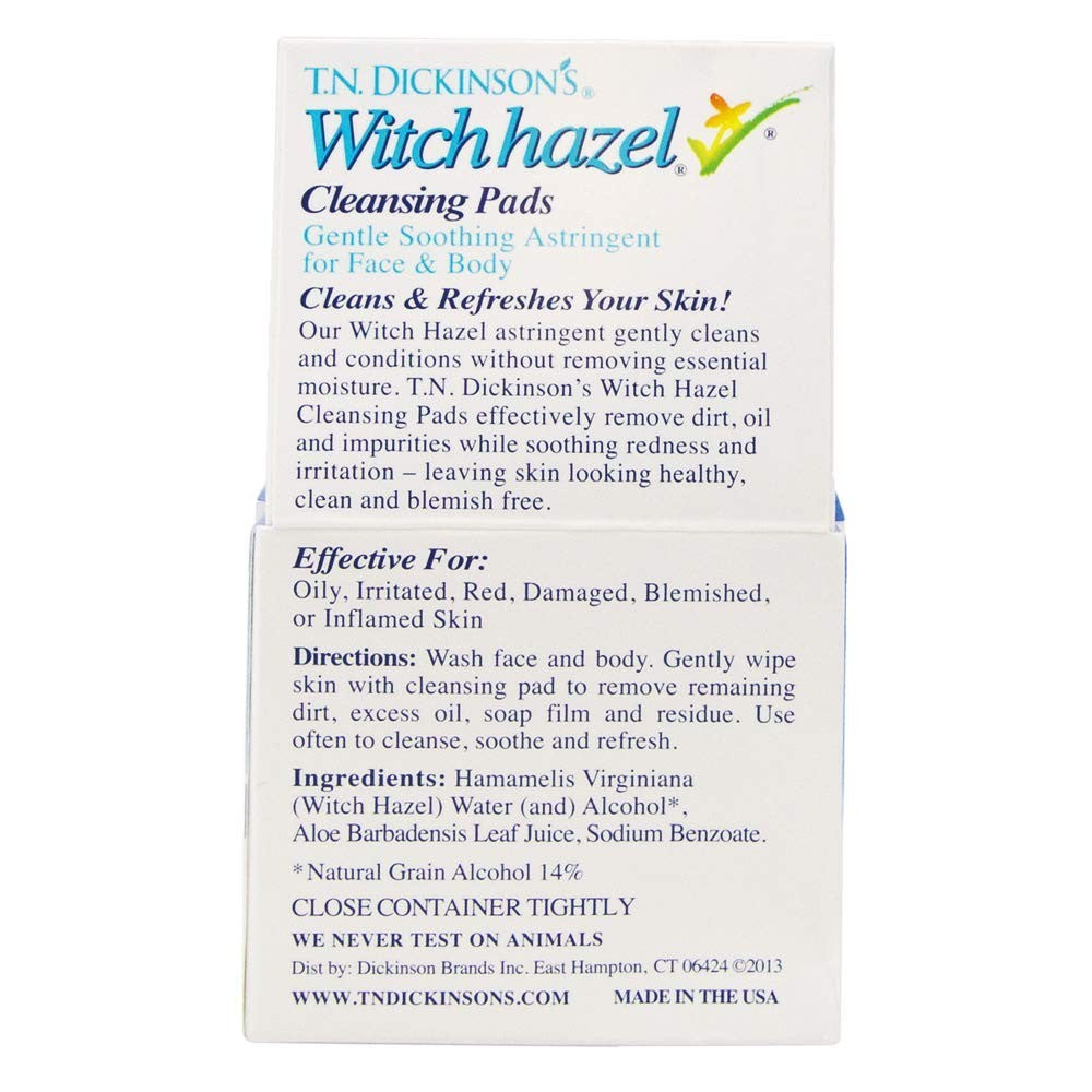 Witch Hazel Astringent Cleansing Pads - Gentle Daily Skin Toner, Pack of 4