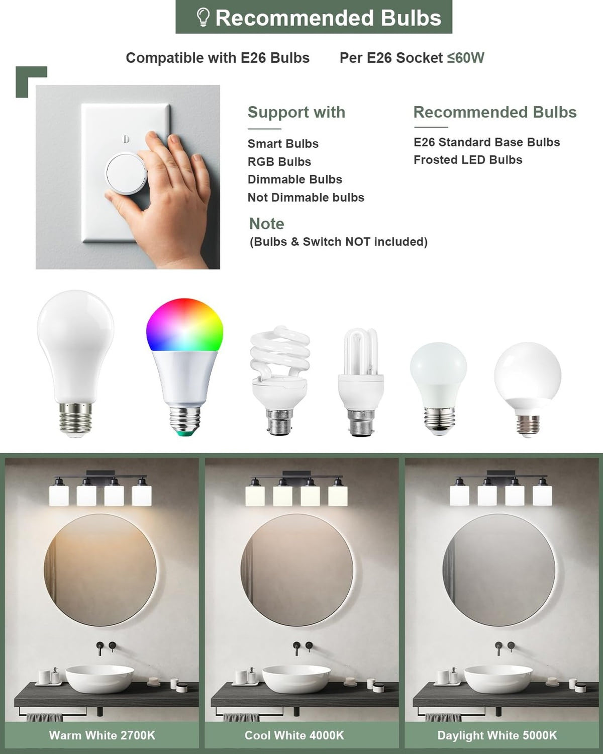 Matte Black 4-Light Bathroom Vanity Light Fixture - Modern Wall Mount
