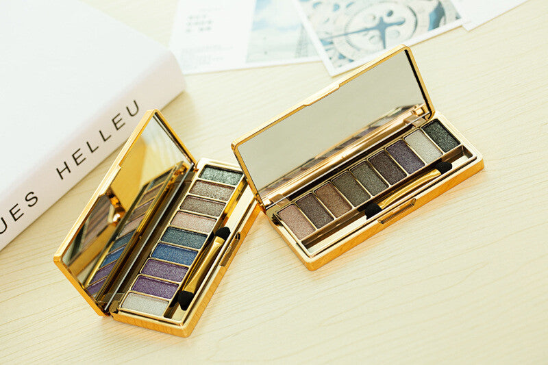 9 Colors Glitter Eyeshadow Palette & Makeup Brush Set for Party & Daily Wear