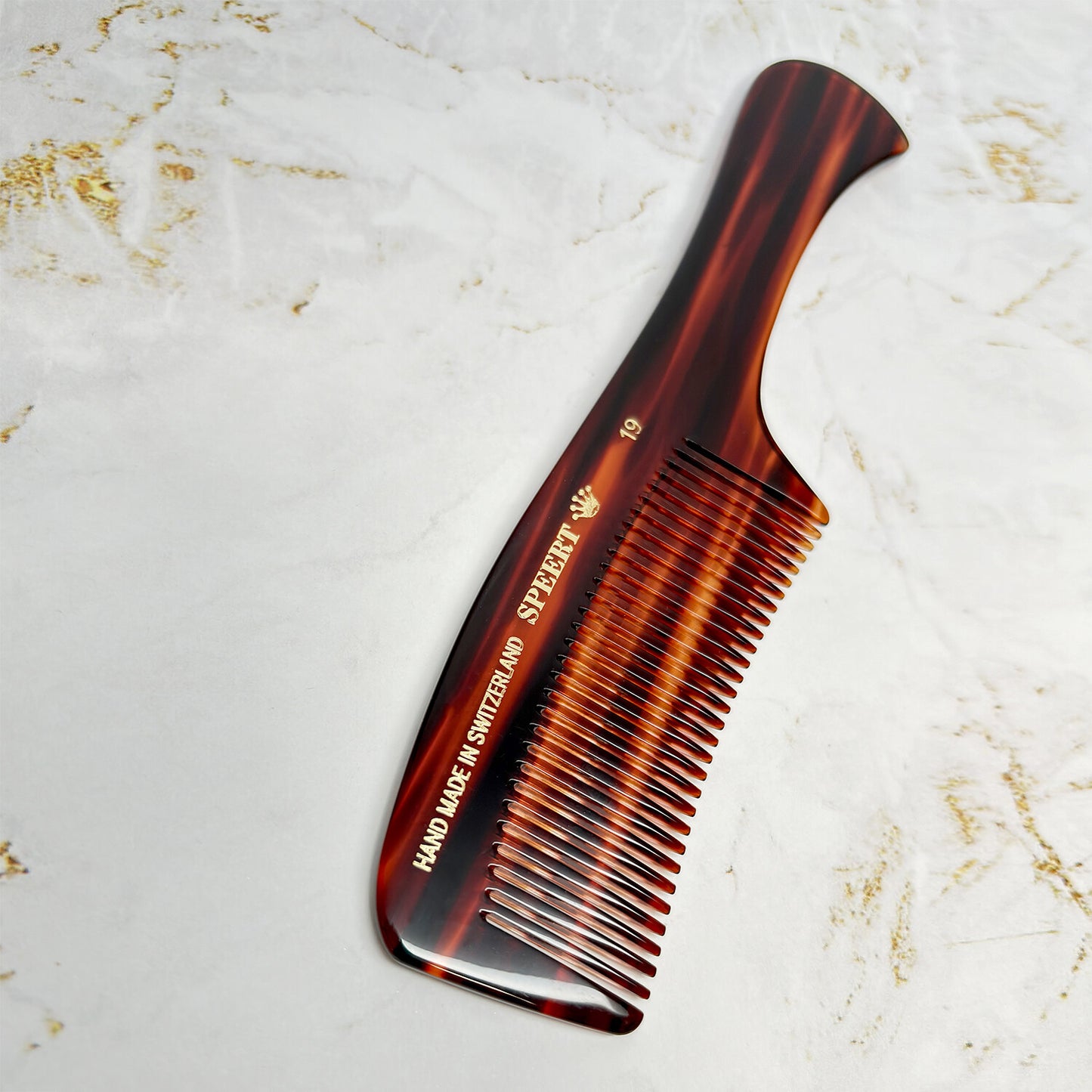 Handmade Swiss Tortoise Cellulose Acetate Comb 7.38 Inches - Style #19