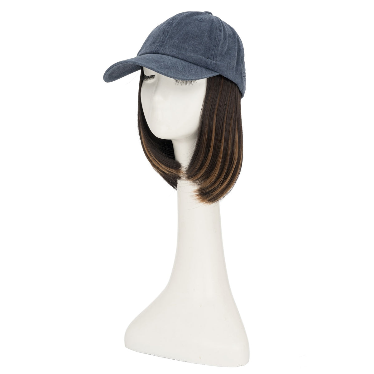 8-Inch Curly Baseball Cap with Synthetic Ponytail Hair Extensions - Natural Look