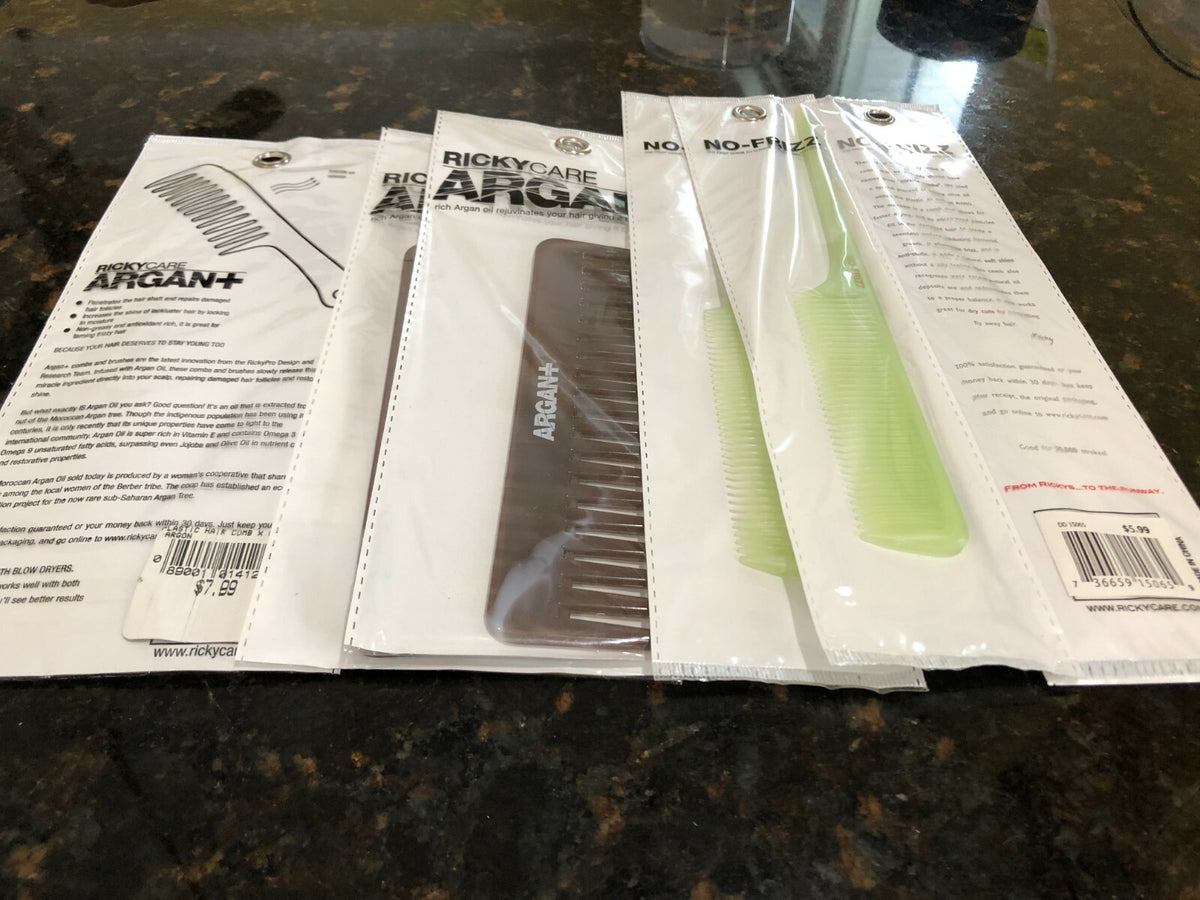RickyCare Argan Plus Hair Combs Set - 6 Tail & Mane Grooming Tools