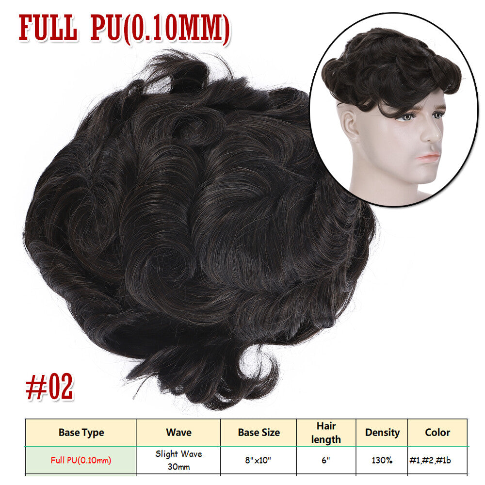 Men's Human Hair Toupee V Loop Hair Replacement System - Natural Look