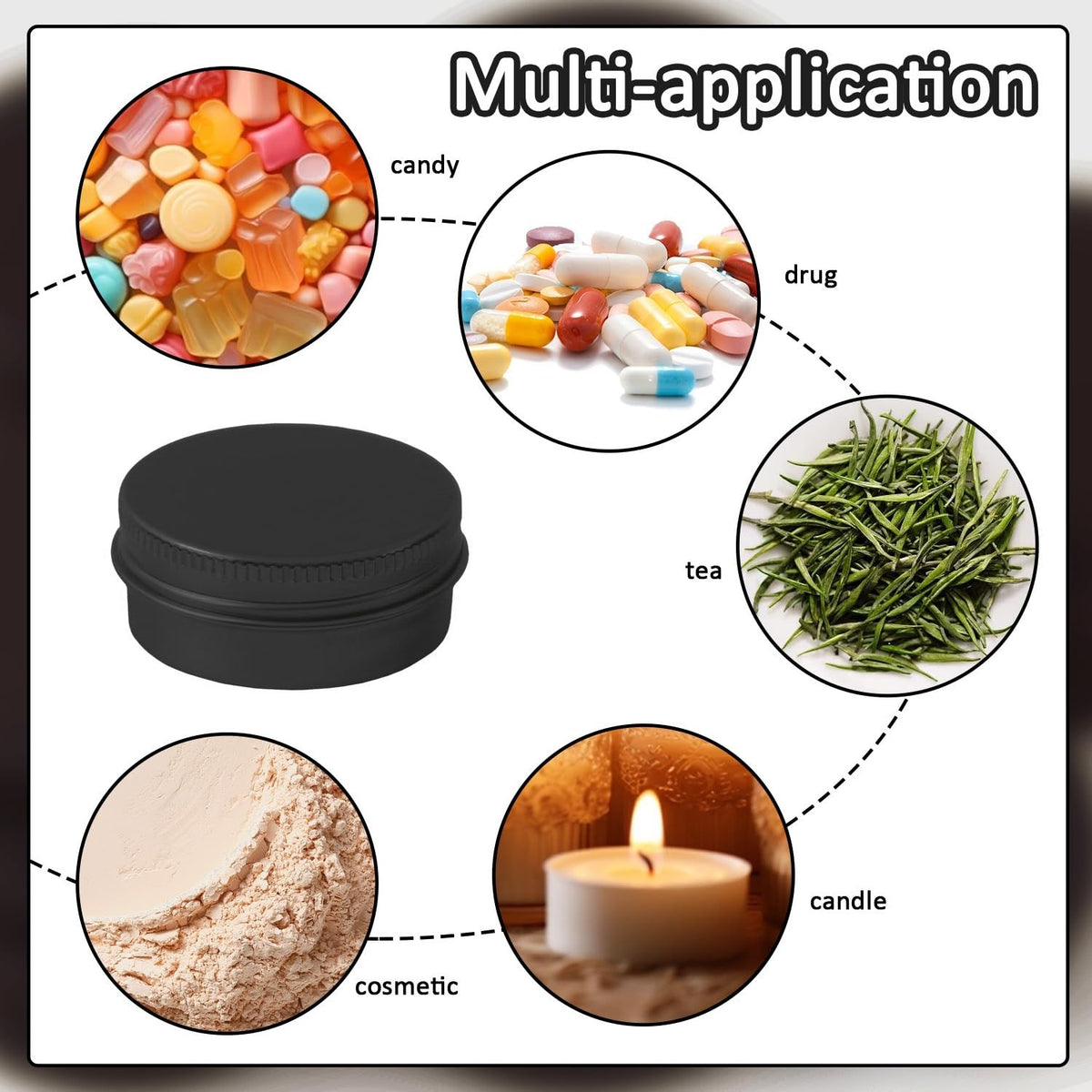 30 Pack 0.5 oz Aluminum Lip Balm Containers with Screw Lids - Black