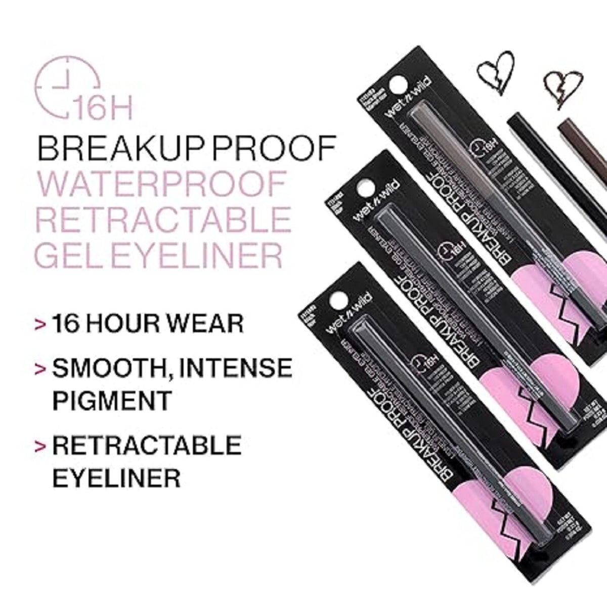 Waterproof Gel Eyeliner - Smudge Proof, Long Lasting, Blackest Black