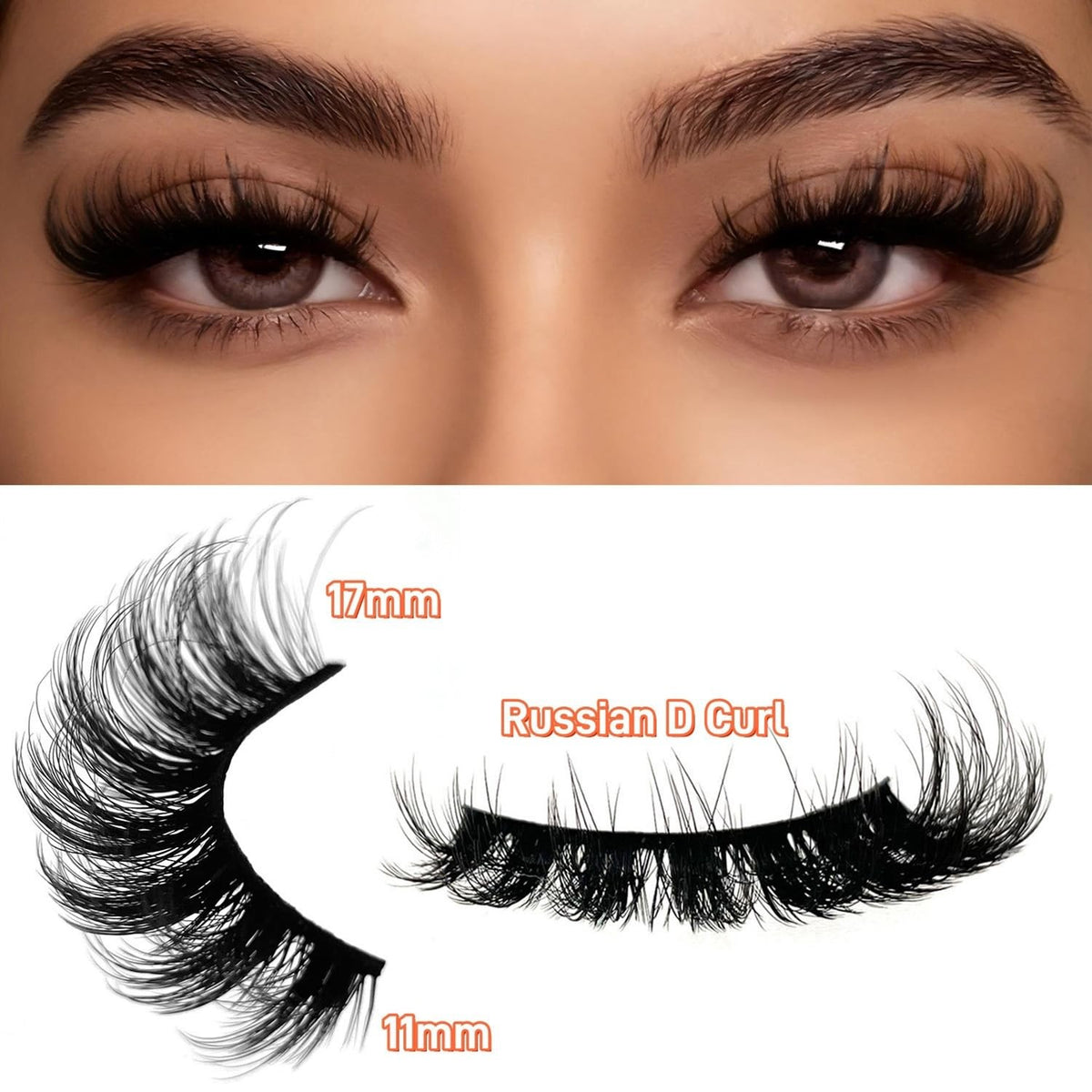 Wispy False Eyelashes Strips - Russian 3D Mink Style, 7 Pairs
