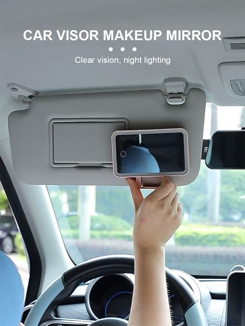 LED Lighted Car Sun Visor Vanity Mirror with Adjustable Brightness
