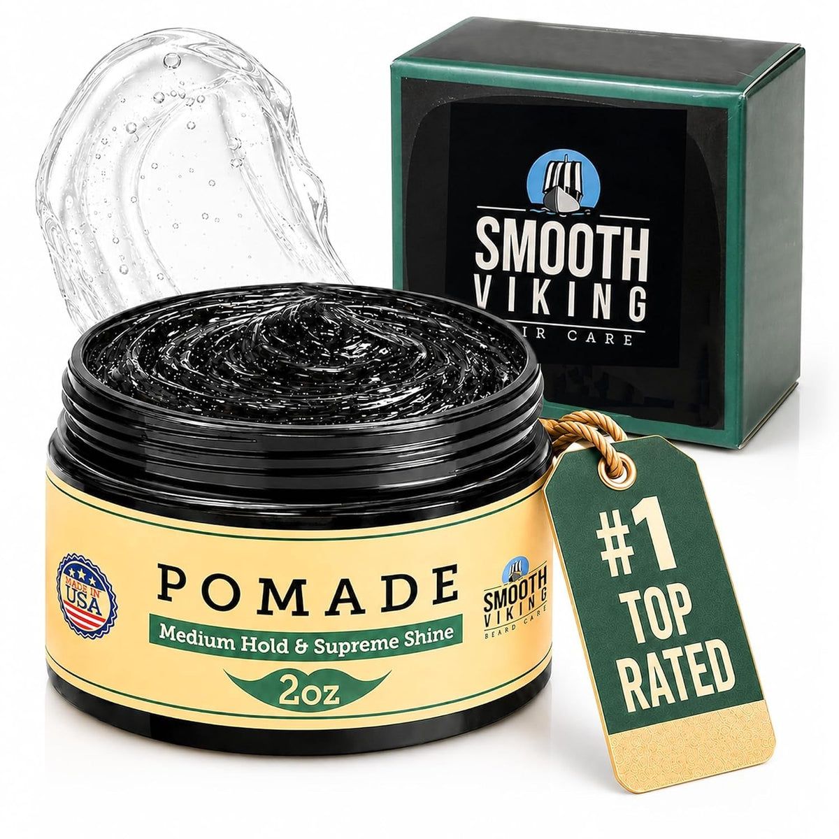 Men's Water-Based Pomade - Strong Hold, Silicone-Free, 2oz