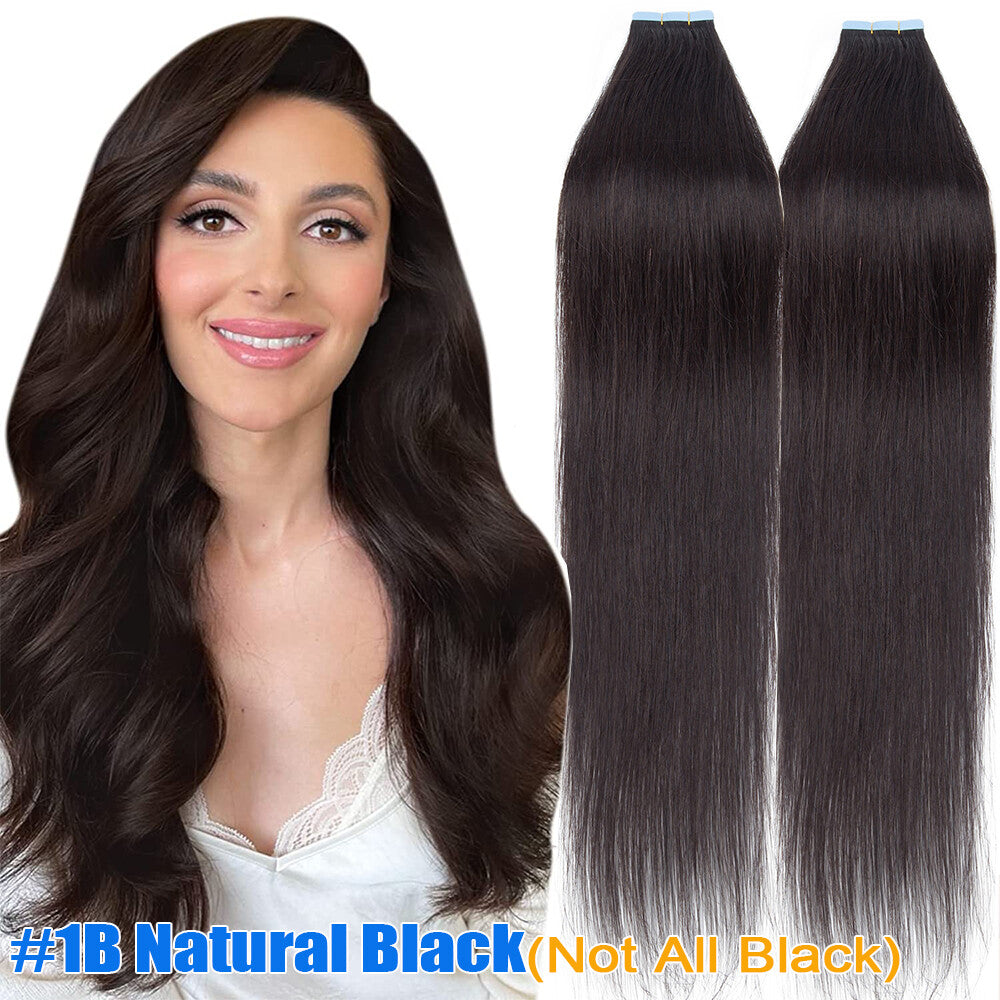 Tape-In Human Hair Extensions Full Head Ombre Remy Hair Weft 24 Inches
