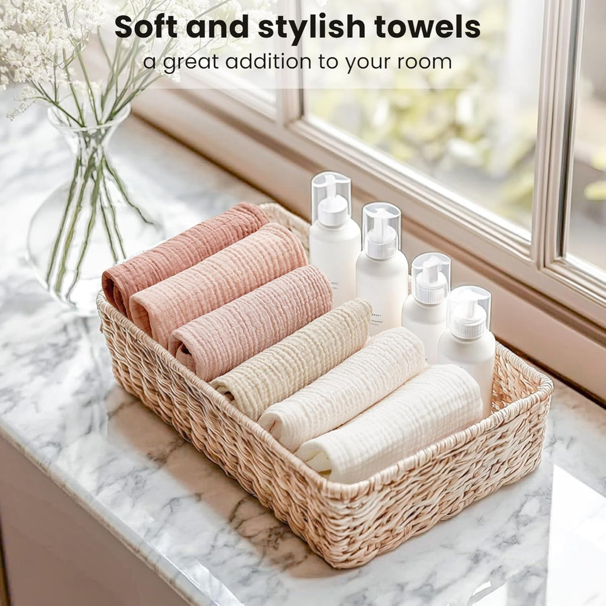 Face Cloths 6 Pack - Soft Cotton Wash Towels for Sensitive Skin, Reusable Makeup Removers