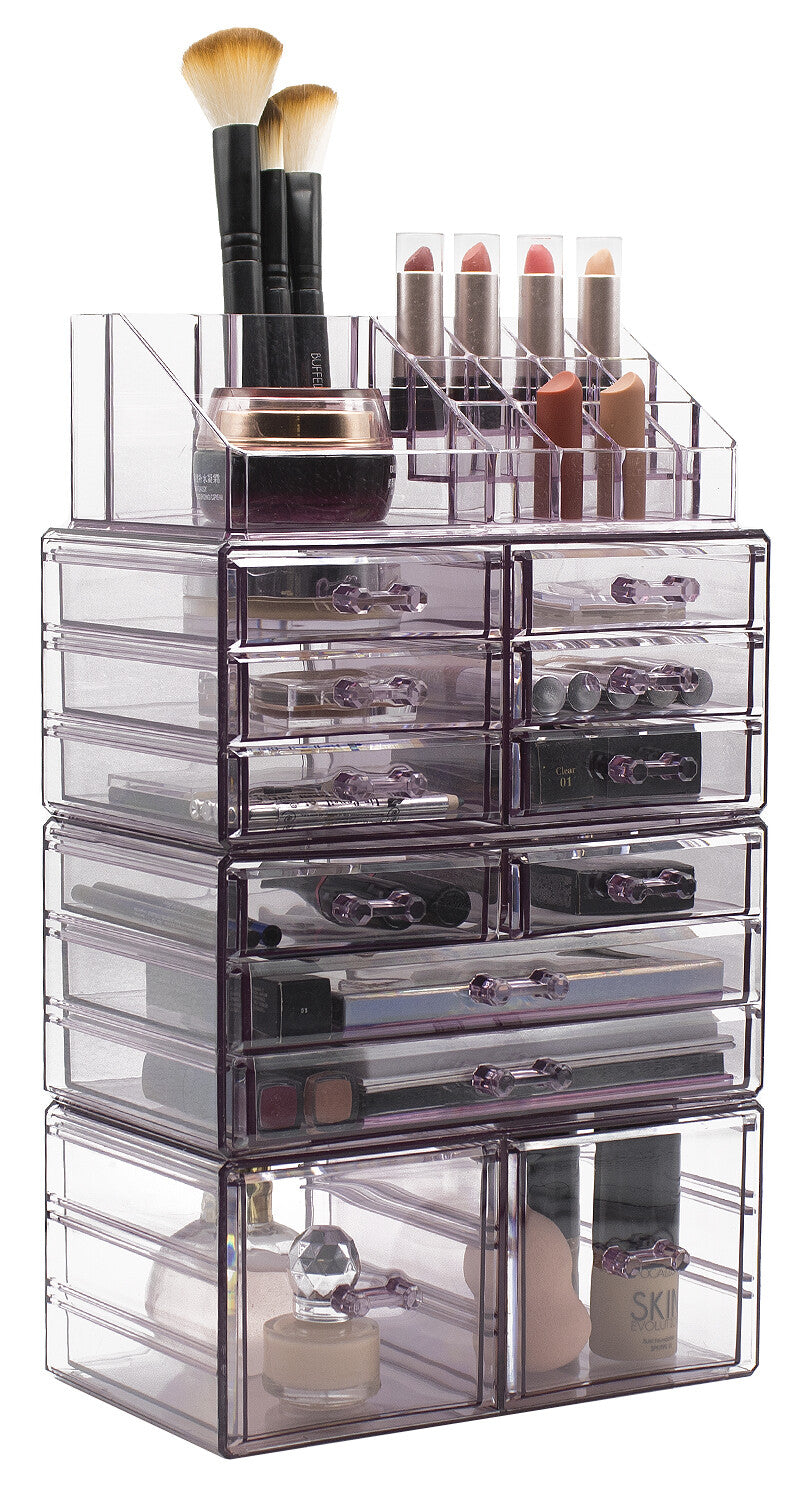 Large Acrylic Makeup Organizer with 12 Drawers & 16 Compartments – Stylish Storage