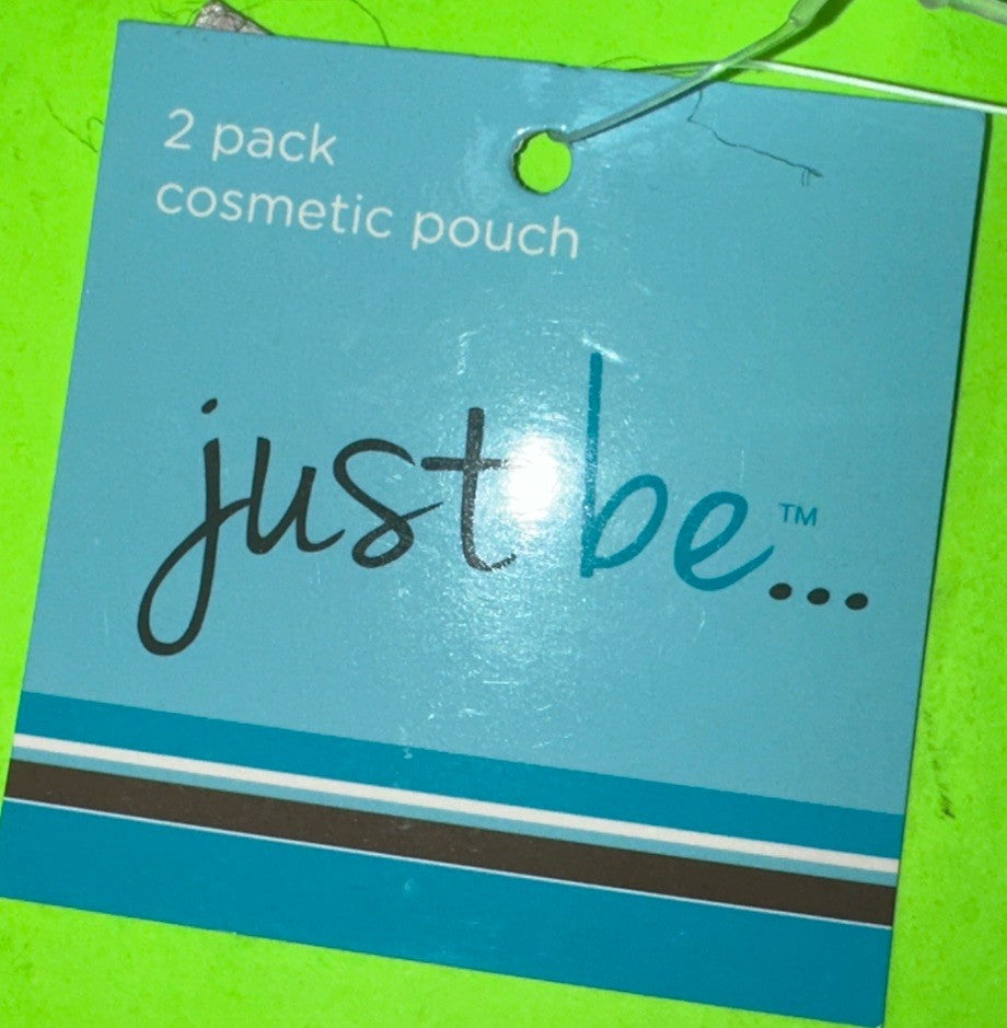 2-Pack Cosmetic Pouch Wristlet Set - Blue & Black Travel Organizer
