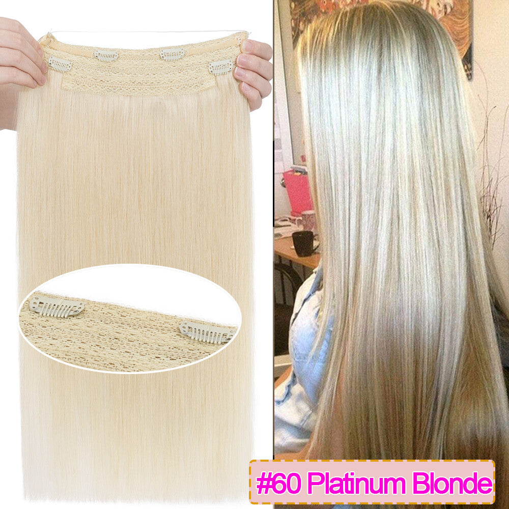 Invisible Wire Clip-In Hair Extensions - 100% Remy Human Hair, Easy to Wear