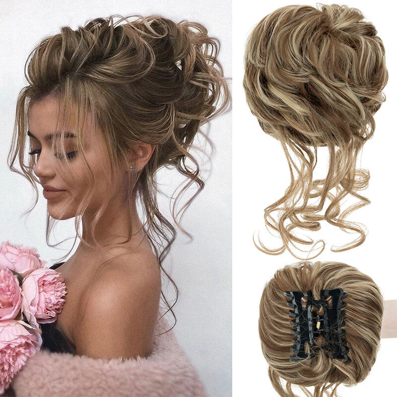 Clip-On Messy Bun Hair Piece Extension for Natural Updos - Blonde