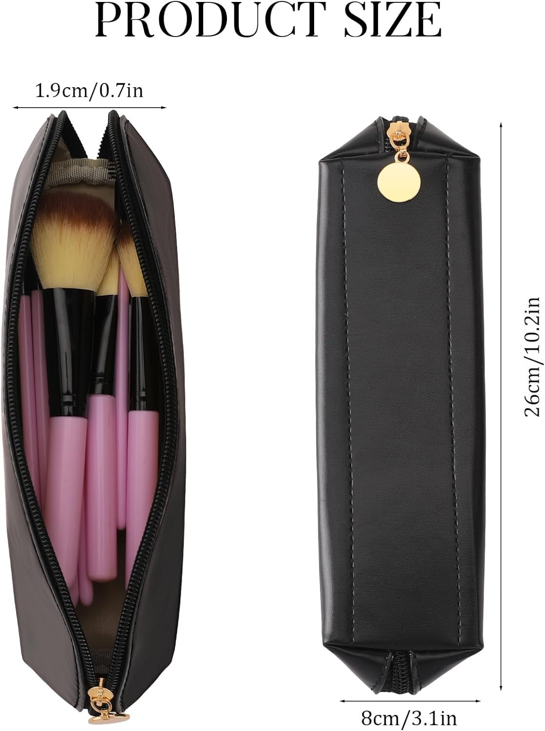 Travel Makeup Brush Holder, Portable Cosmetic Brush Bag with Zipper
