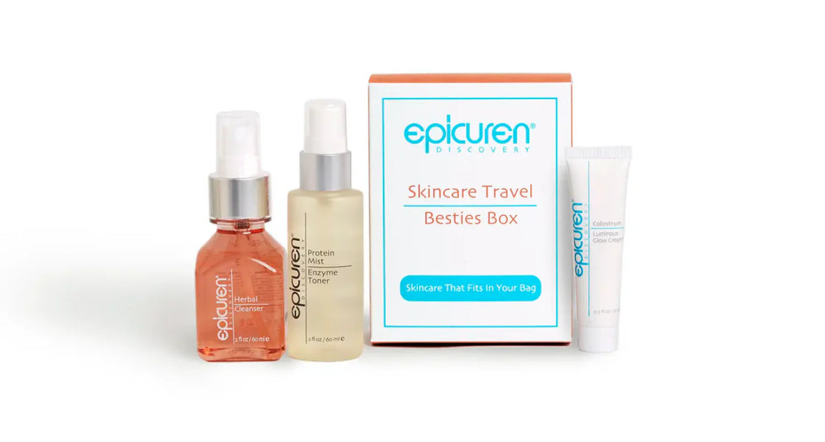 Travel Skincare Set with Cleanser Toner & Glow Cream - TSA Friendly