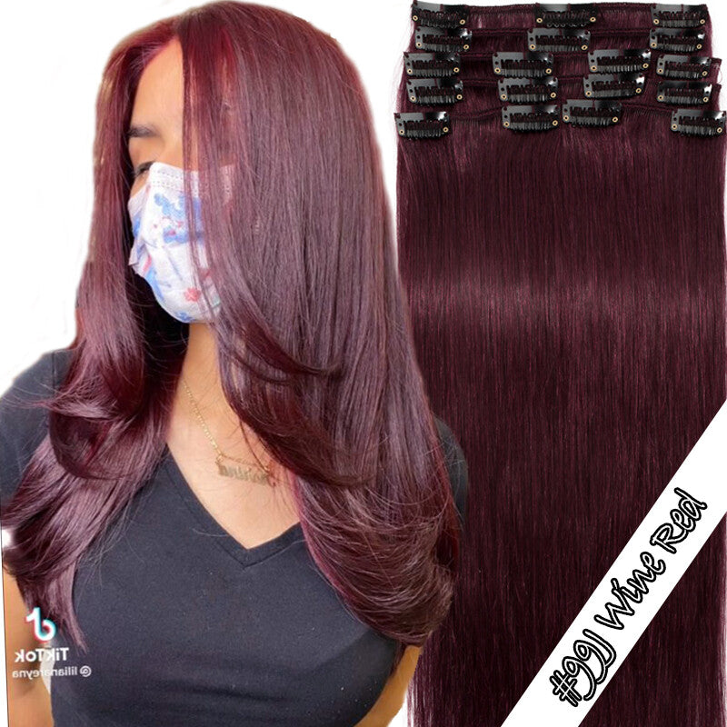 Clip-In 100% Remy Human Hair Extensions Full Head with Multiple Colors & Lengths