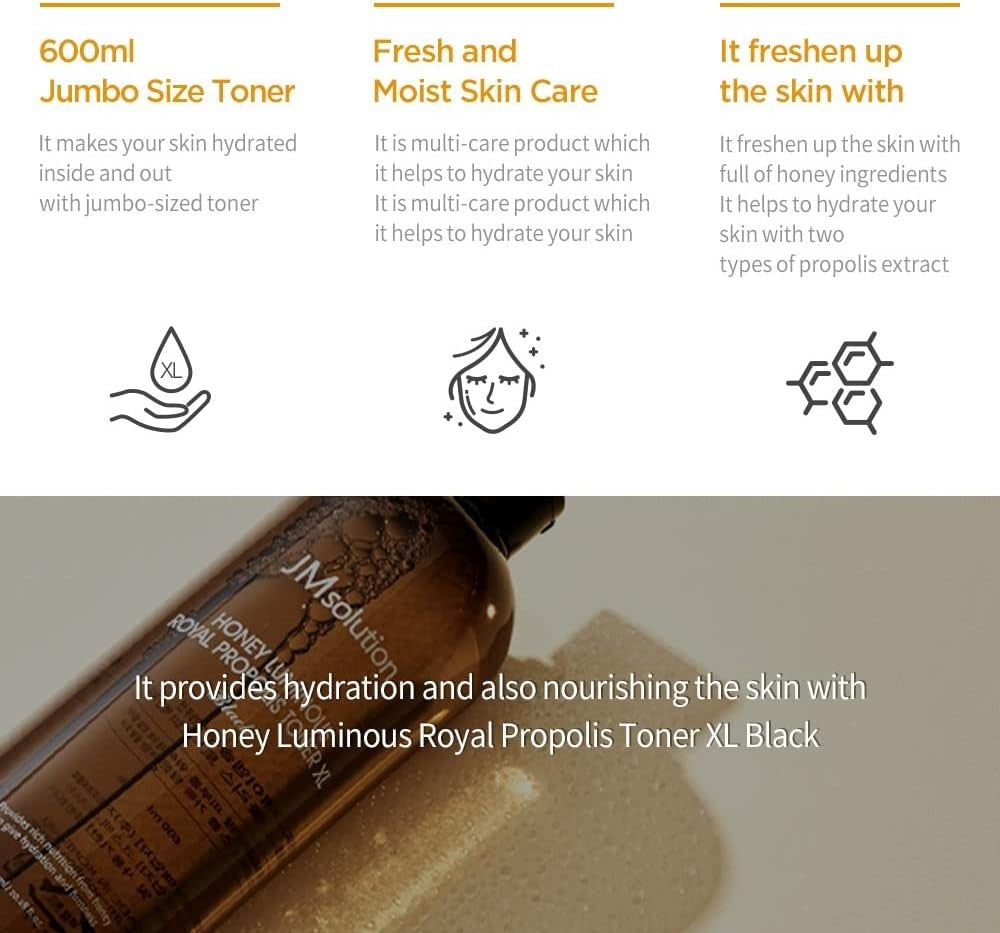 JMSolution Honey Luminous Royal Propolis Toner XL Pack of 2 - Moisturizing & Firming for Dry Skin