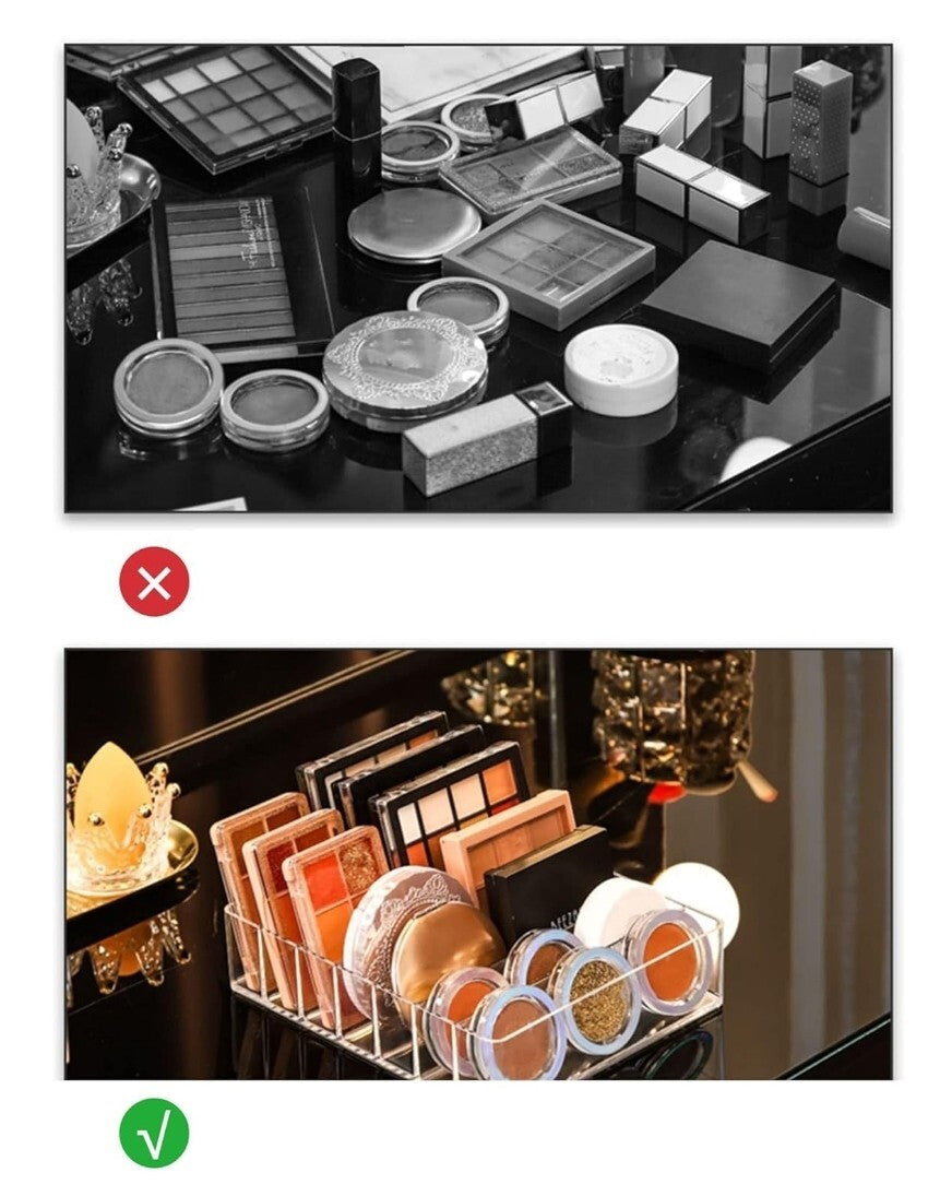 Acrylic Eyeshadow Makeup Organizer with 7 Sections - 2 Pack