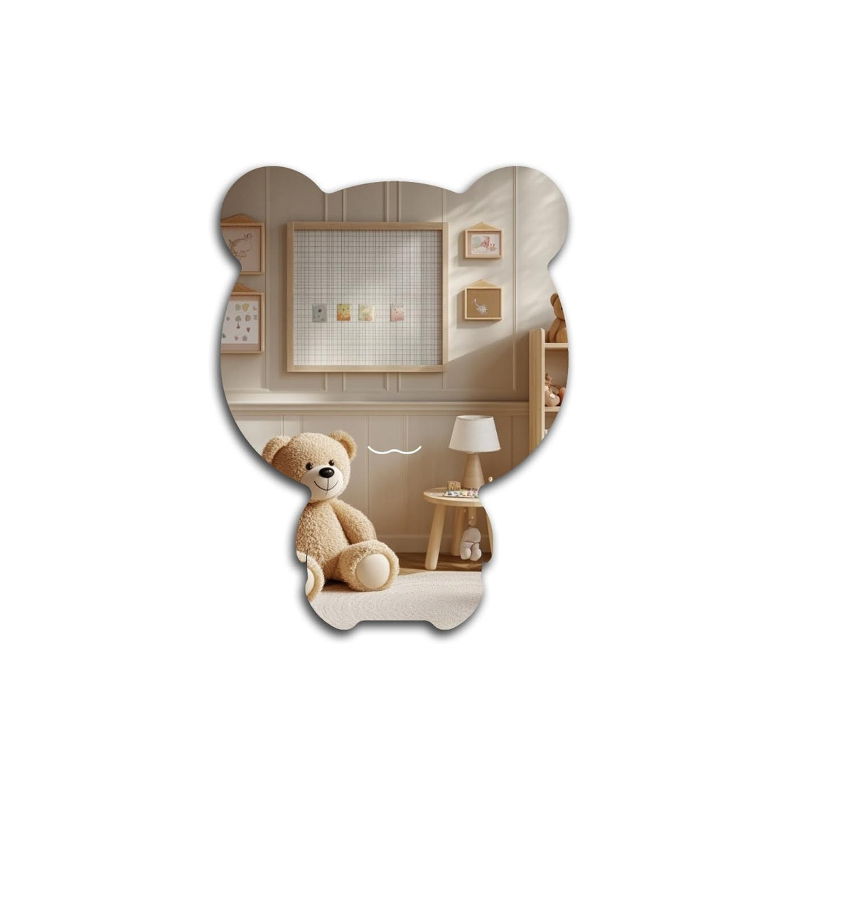 Unbreakable Bear Acrylic Wall Mirror - Anti-Scratch Tempered Glass Decor