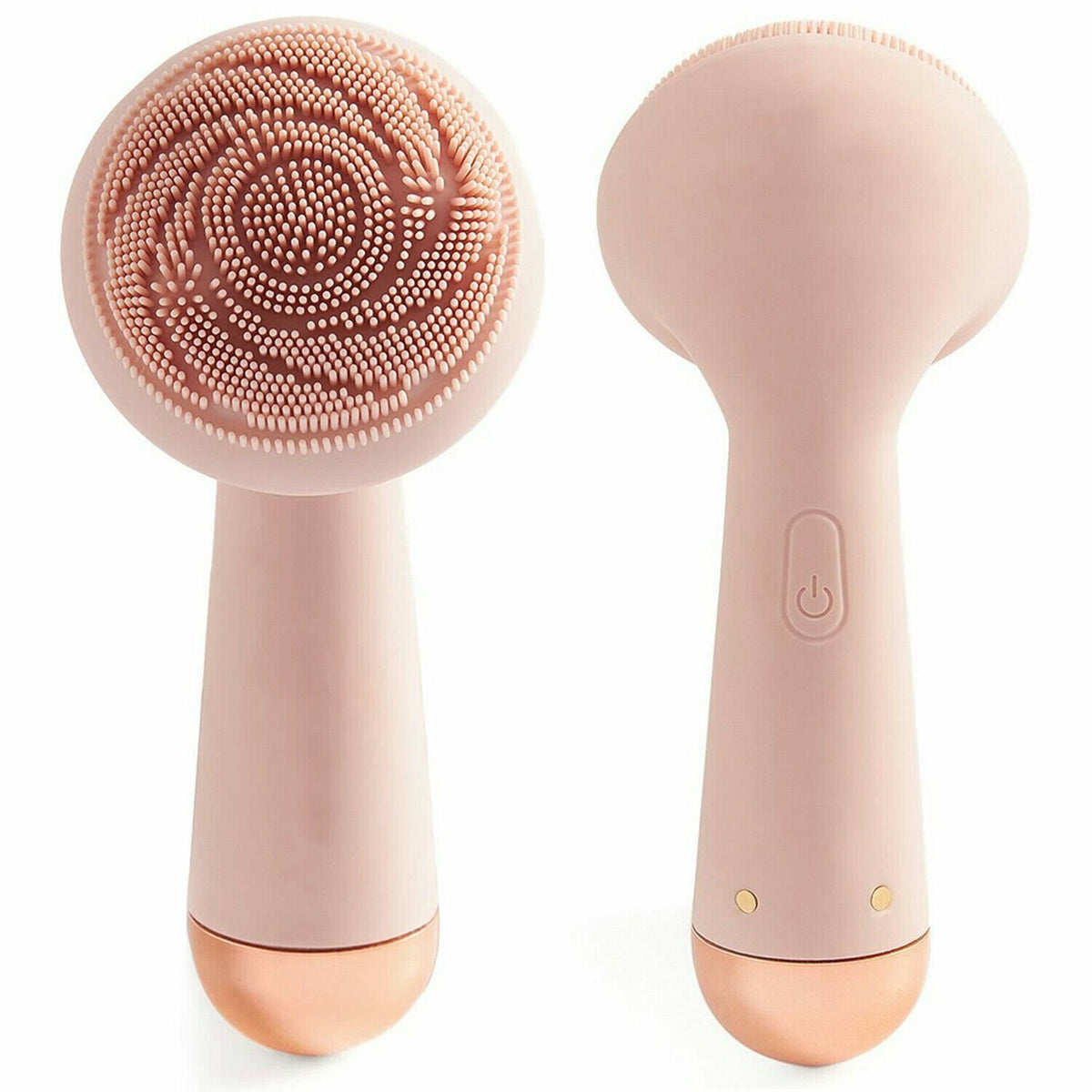 Silicone Facial Cleansing Brush with Charging Dock - Rose Gold