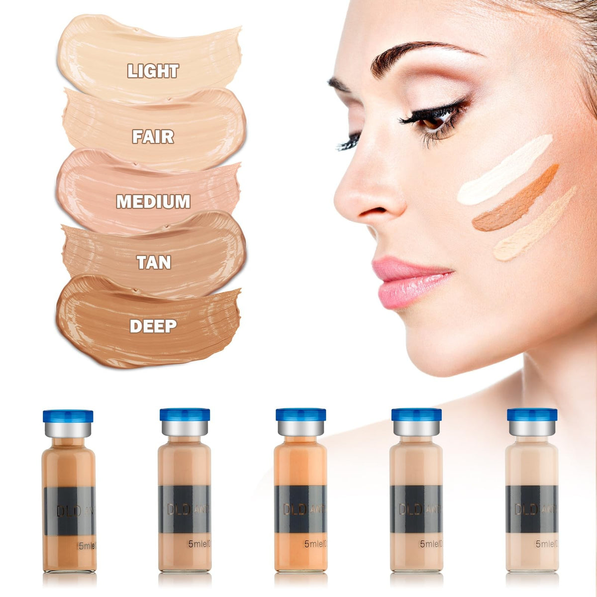 Facial Glow Serum Starter Kit with 5 Shades for Brightening & Hydrating Skin