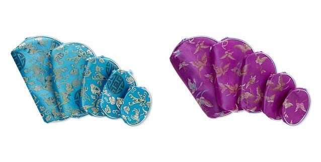 5-Piece Nested Pouch Set with Zipper, Lined for Jewelry, Cosmetics, Gifts