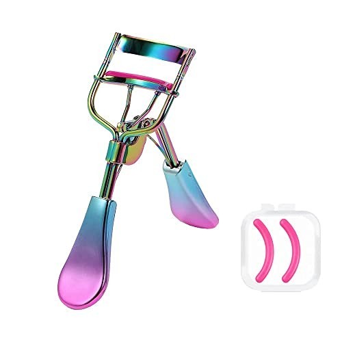 Metal Eyelash Curler with Silicone Refill Pads - All Eye Shapes Safe & Easy to Use