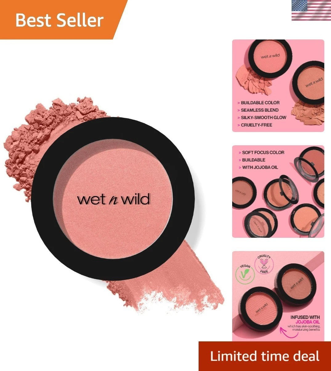 Blush Makeup Powder - Buildable Pinch Me Pink, Jojoba Infused, 0.81 Oz
