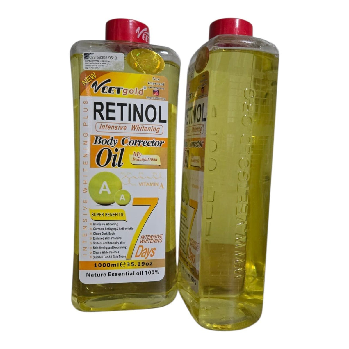 Veet Gold Retinol Body Corrector Oil 1000ml - Whitening & Skin Nourishing