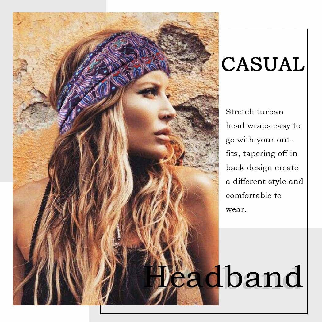 Boho Headbands Wide Knotted Hairbands 1 Count (Pack of 3), Multicolor