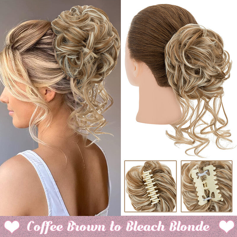 Messy Bun Claw Hair Clip Extensions - Curly Thick Updo Accessory