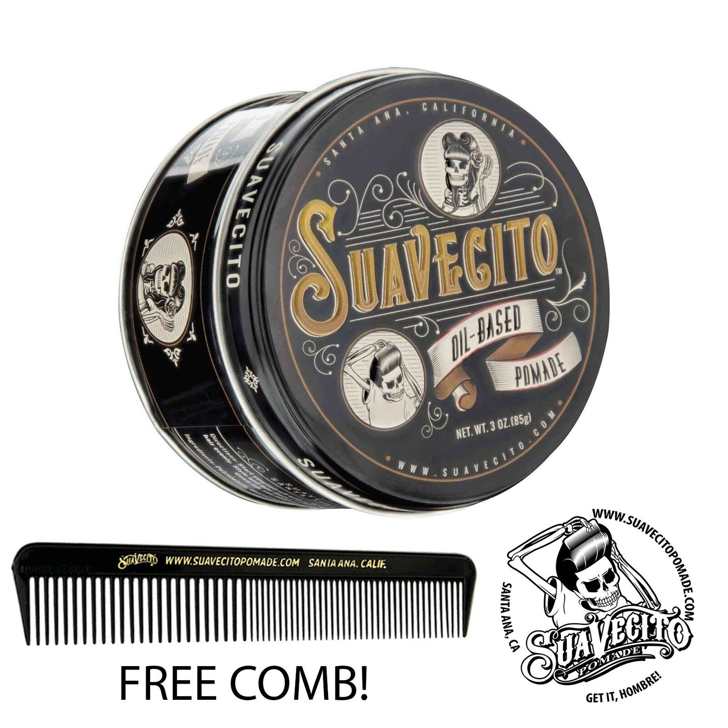 Oil Based Pomade for Hair - Medium Hold & Shine, 3 oz Tin Can