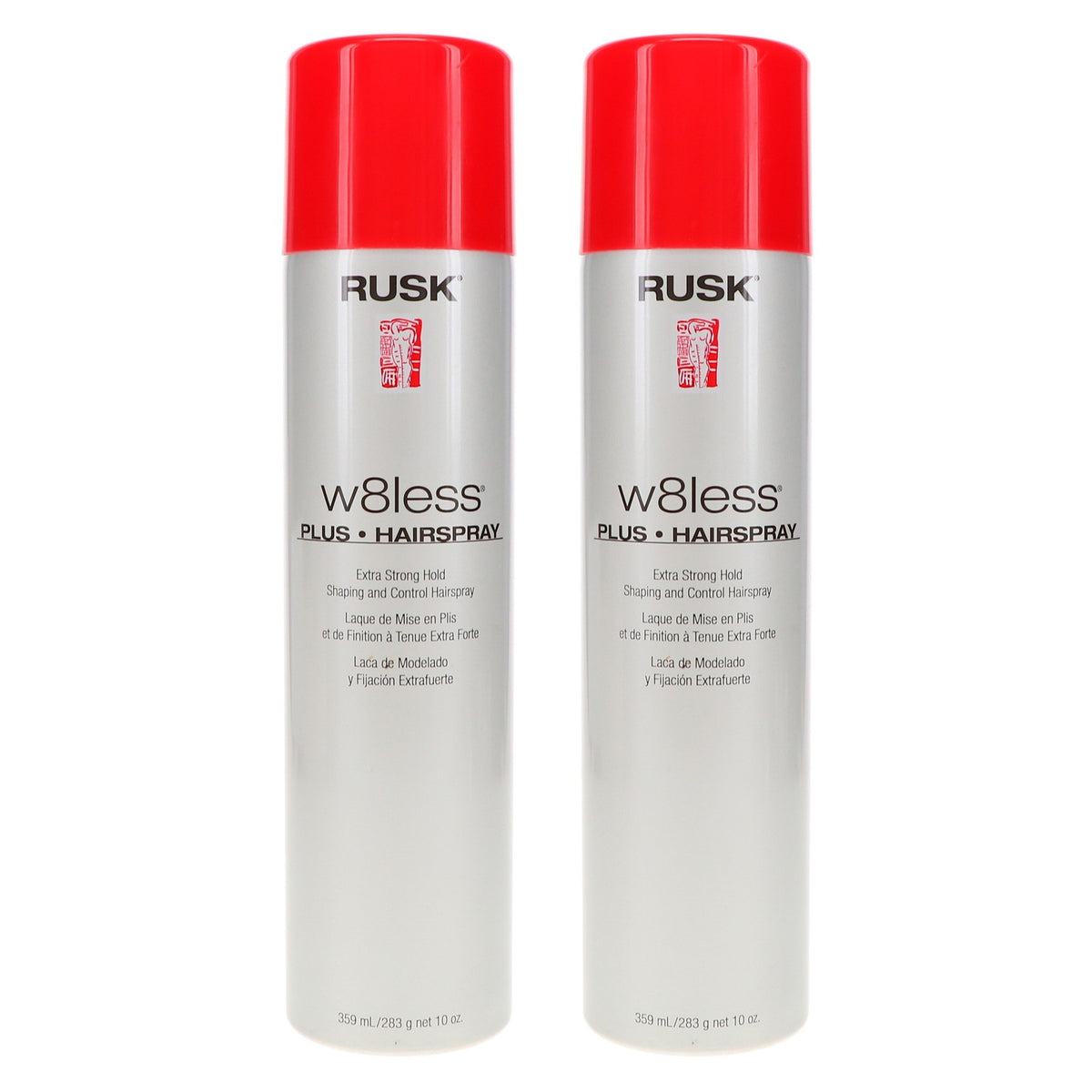 Rusk W8less Plus Extra Strong Hairspray 10 oz - 2 Pack, Long-Lasting Hold