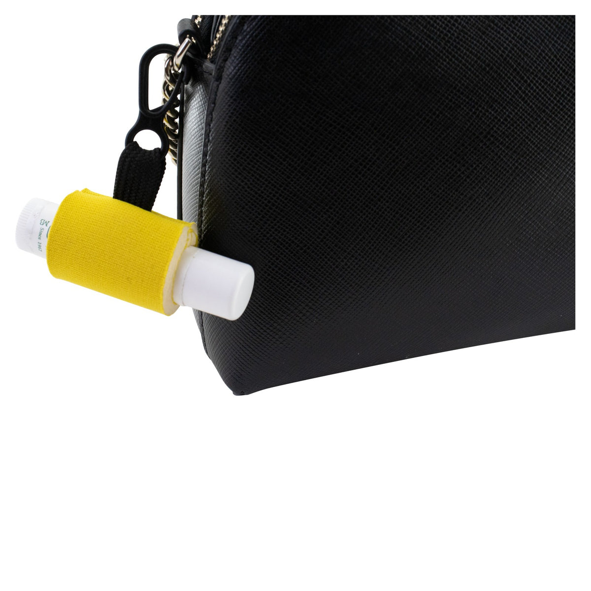 Clip-On Lip Balm Holder with Keychain - 4 Yellow Neoprene Sleeve Cases