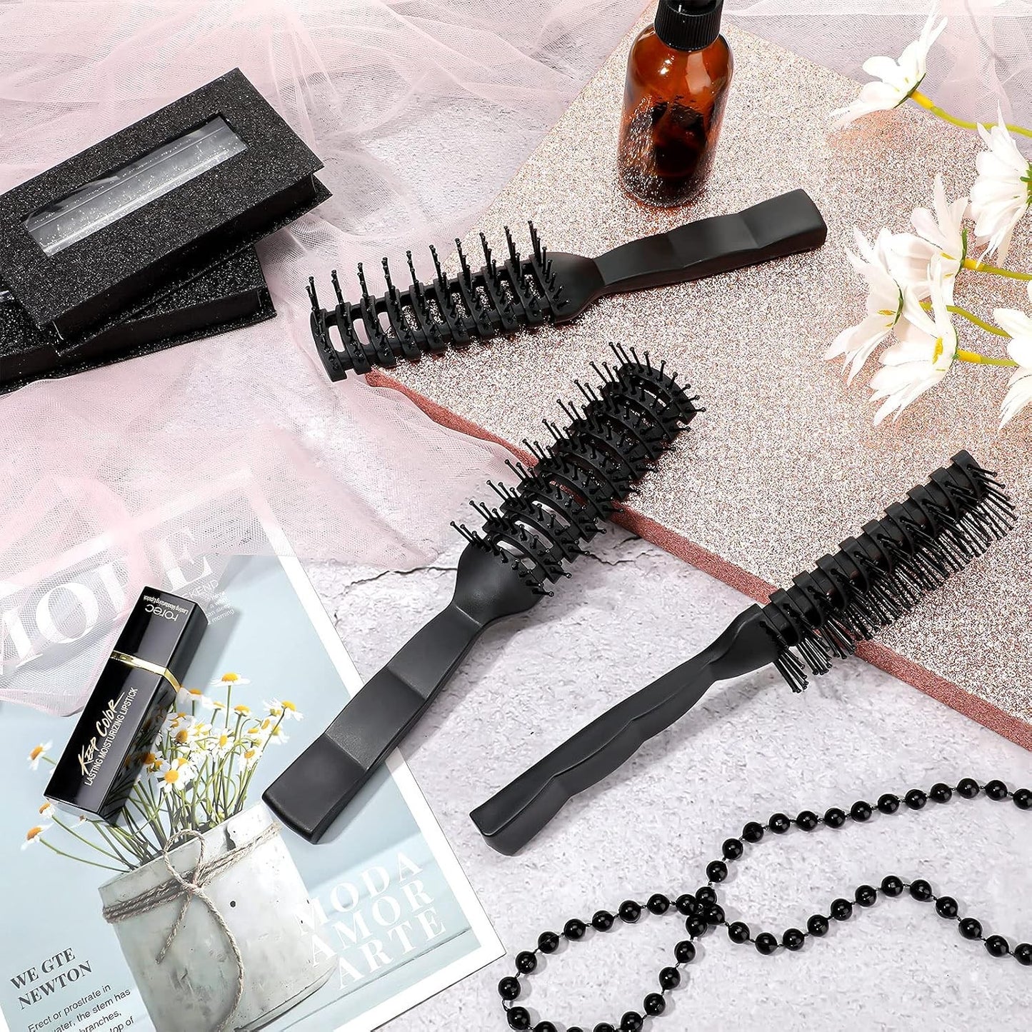 Vented Detangling Hair Brush Set - Anti-Static Curved Styling Brushes (8 Pieces)