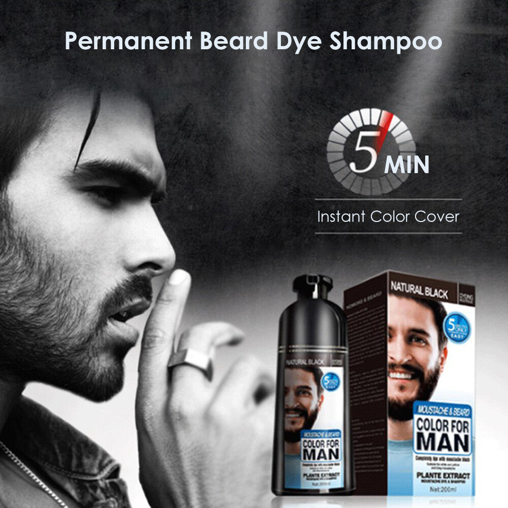 Permanent Beard Dye Shampoo - Black, 200ml