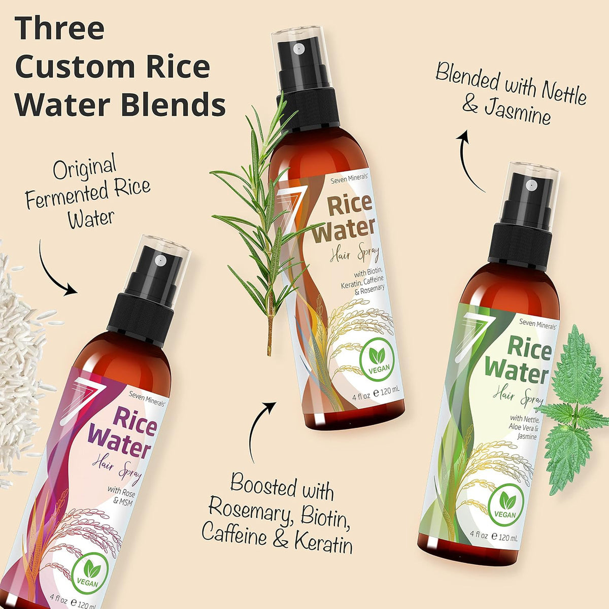Fermented Rice Water Hair Growth Spray with Rosemary & Biotin