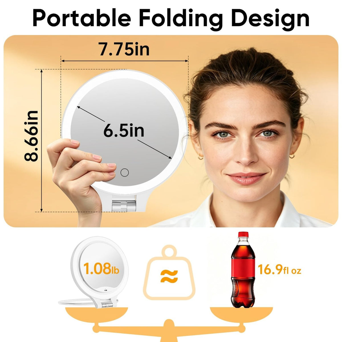 Rechargeable 30X/1X Double-Sided Lighted Travel Makeup Mirror