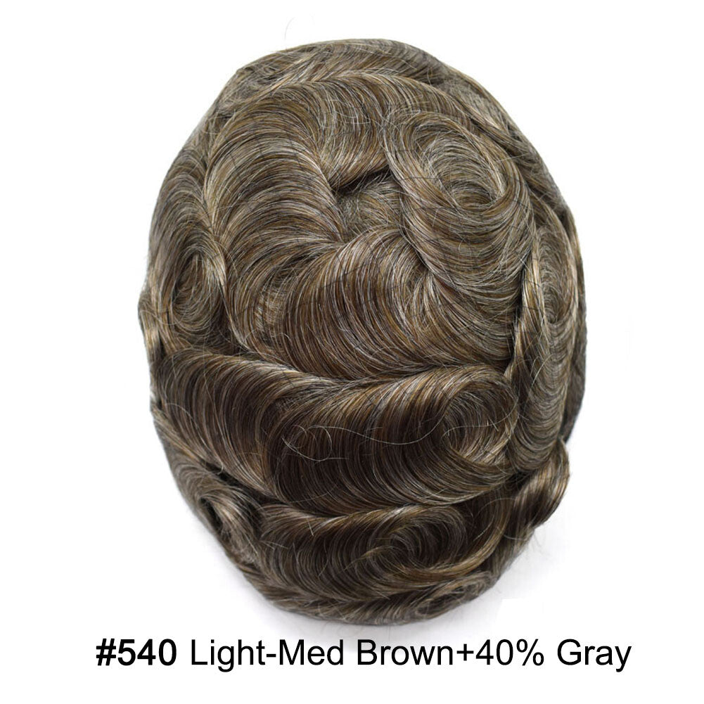 Men's Ultra Thin Skin Hair Replacement Toupee with Human Hair - All Colors & Sizes