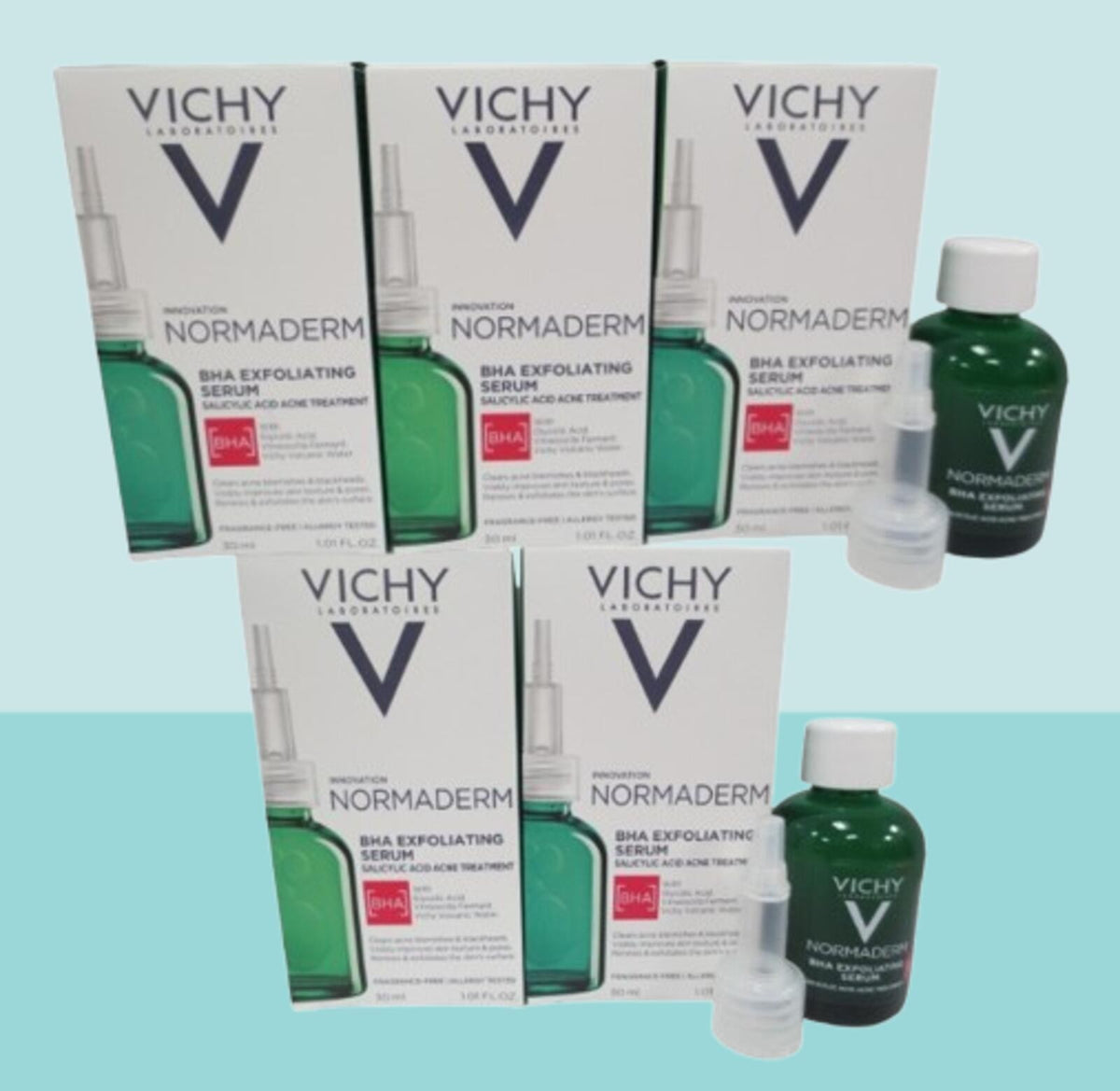 Vichy Normaderm BHA Exfoliating Serum for Acne Treatment - 1.01 oz, Pack of 5