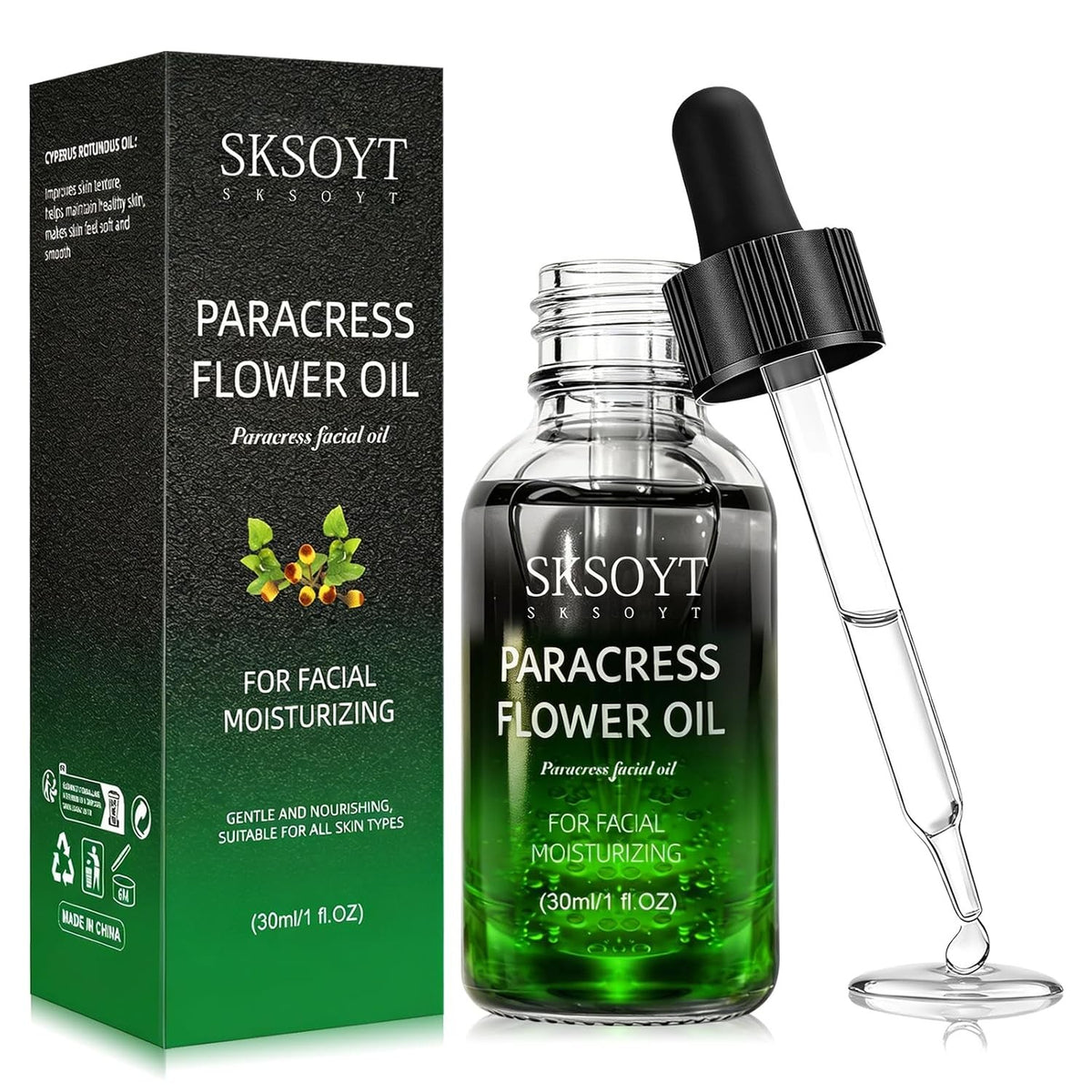 Organic Paracress Facial Oil - Cold Pressed Natural Skin Care Serum 1 Fl Oz