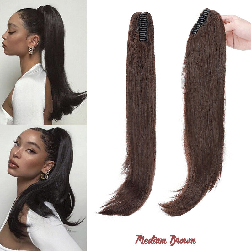 30-Inch Fluffy Ponytail Hair Extension with Claw Clip - Straight & Wave Styles