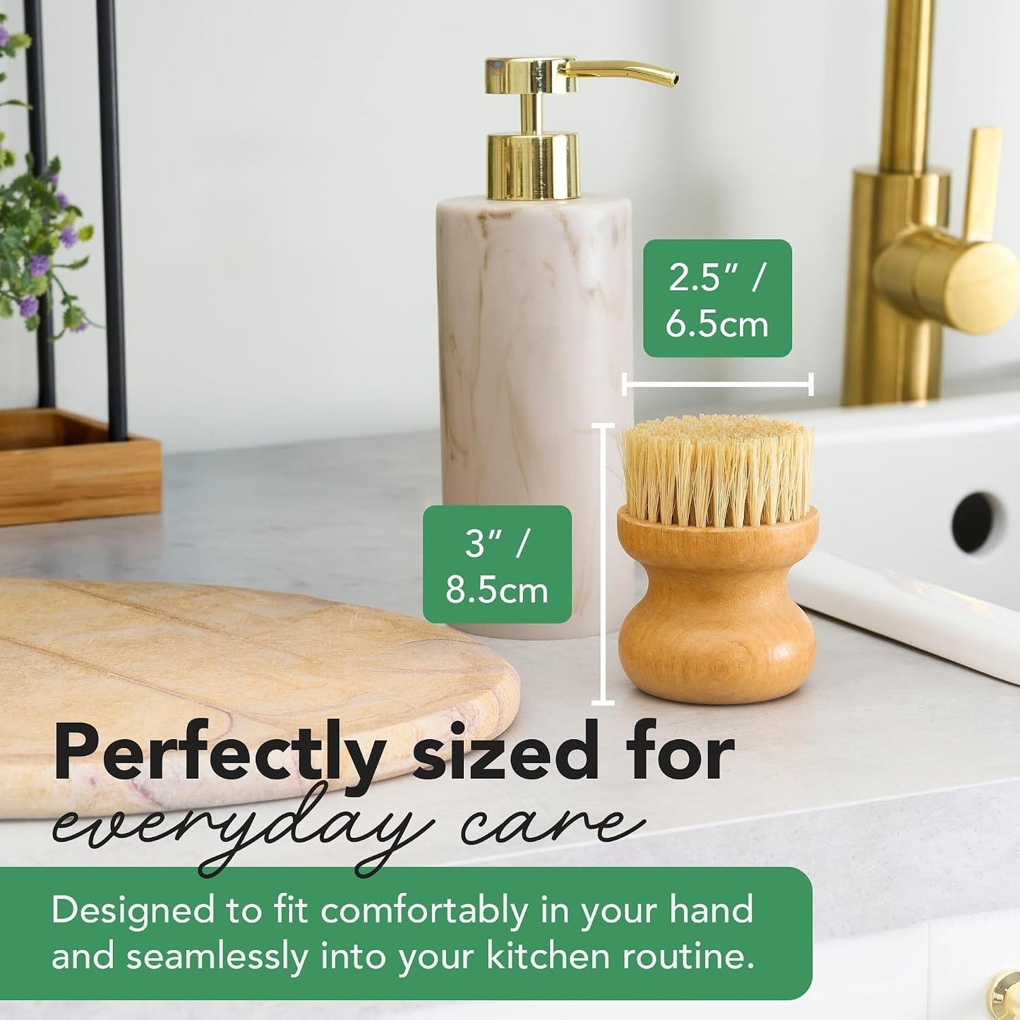 Wooden Surface Brush with Maple Wood Handle for Cutting Boards & Kitchen Surfaces