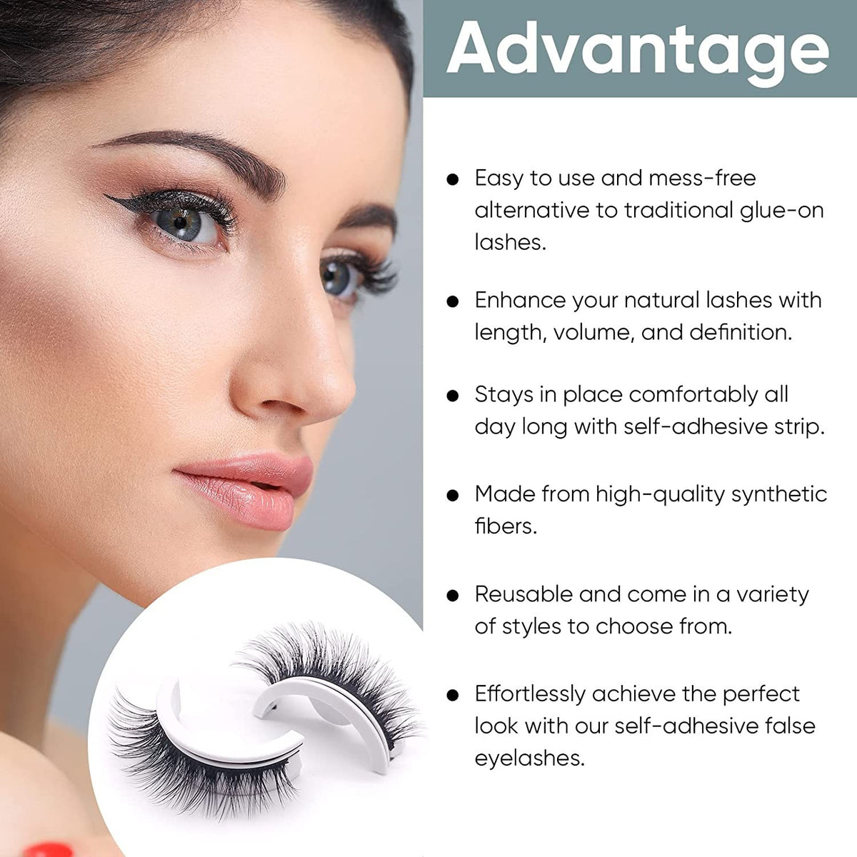 Reusable Self-Adhesive 3D Mink False Eyelashes - Natural, Long, Thick Styles